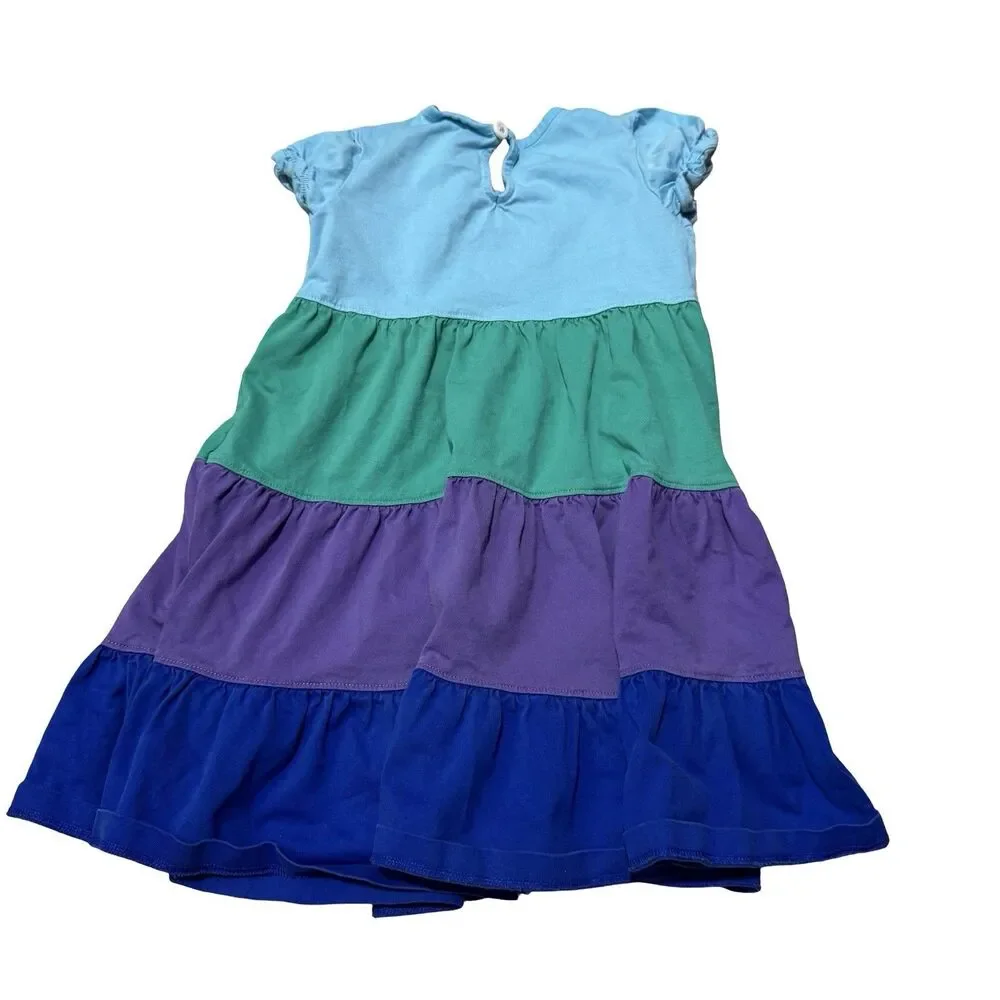 Hanna Andersson BlueColorful Colorblock Rainbow Twirl Cotton Dress 100 4t